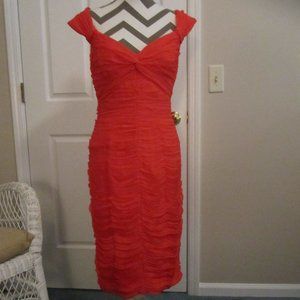 Tadashi Collection 100% silk formal dress, soft red, off shoulder, size 10